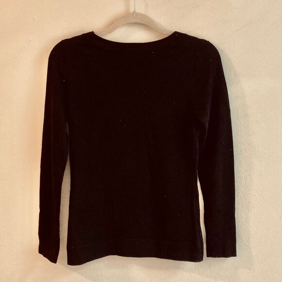 Banana Republic Black Extra Fine Merino Wool Sweater Normcore Size XS Petite - Picture 6 of 8